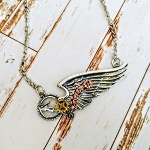 Steampunk Mechanical Wings Necklace